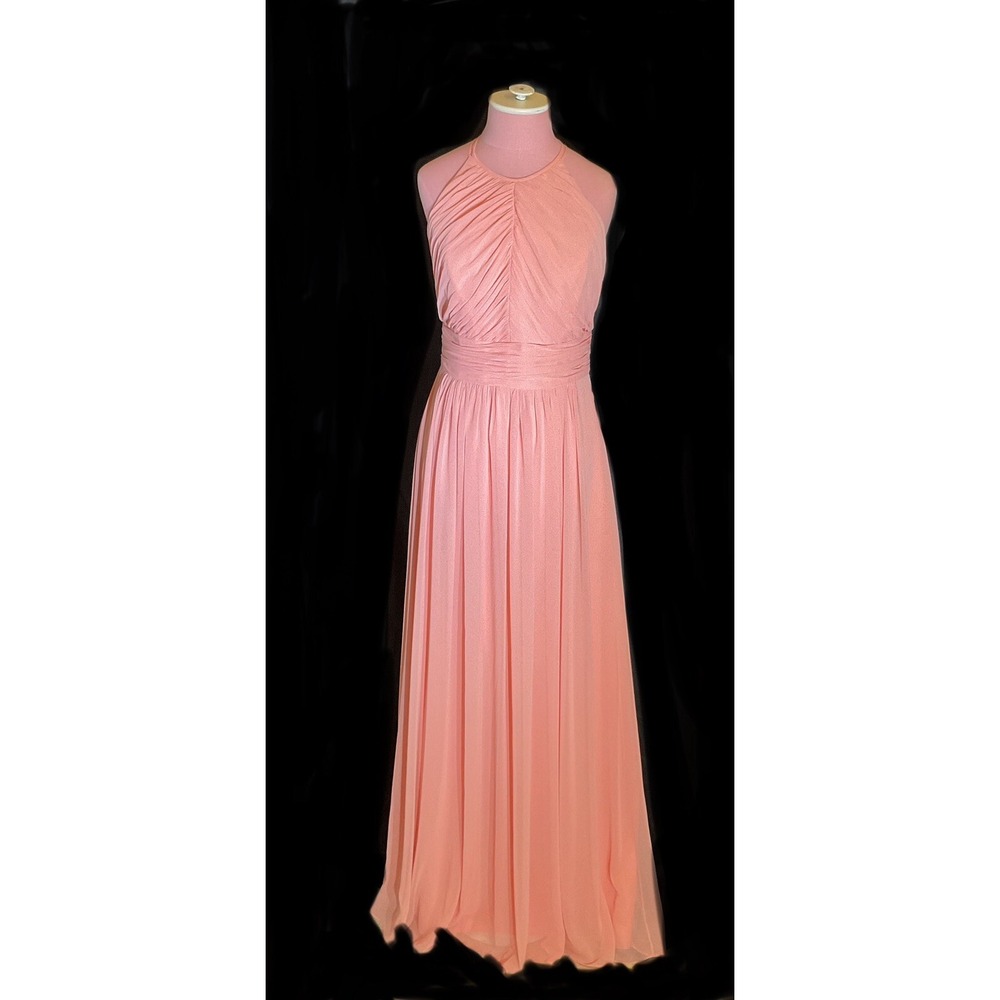 Dessy Collection By Vivian Diamond Full Length draped chiffon grecian style.